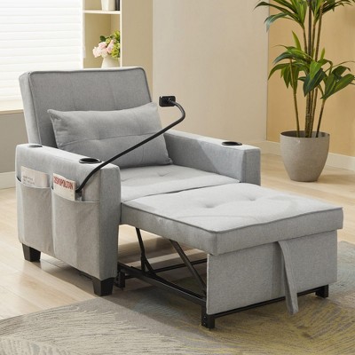 NicBex 34.65 Inch Convertible Single Sofa,Pull Out Sleeper Chair Beds with USB Ports and Phone Holder for Living Room,Apartment
