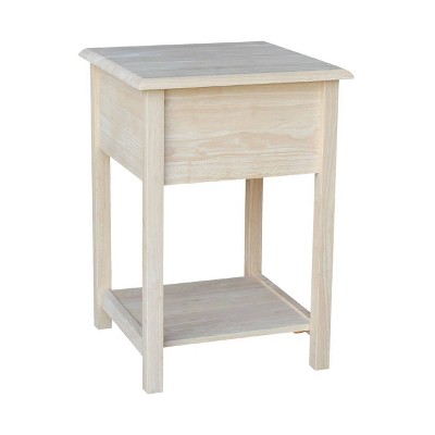 Eco-Friendly Unfinished Rubberwood Square Side Table with Storage