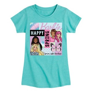 Girls' - Barbie - Happy Spring Fitted Short Sleeve Graphic T-Shirt - 1 of 4