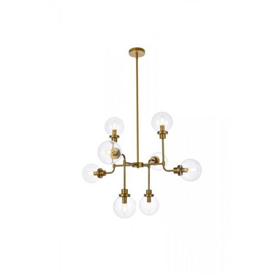 Elegant Lighting Hanson 8 lights pendant in brass with clear shade
