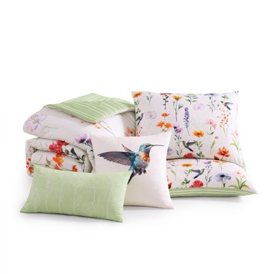 Ivory Queen Cotton Reversible Floral Comforter Set