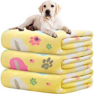 LOVEVOOK Pet Blanket 1 Pack 3 Dog Blanket, Soft Fluffy Washable Pet Cat Blankets, Reversible Elephant Paw Print for Dog Kennels Beds, Sofas - 1 of 4