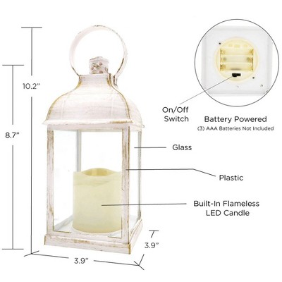 Winter Elegance Glass Tabletop Lantern with LED Candle - Set of 2