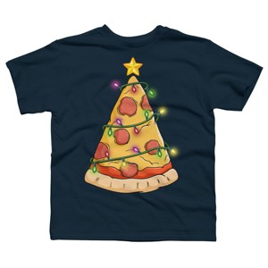 Boy's Design By Humans Pizza Christmas Tree By leroystubbles T-Shirt - 1 of 3
