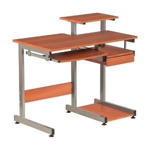 Brown Sturdy Desk With Drawer And 4 Shelves, Heavy Duty Executive Table - 1 of 4