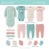 The Peanutshell Carefree Floral Newborn Layette Set for Baby Girls, 16-Pieces, Pink/Aqua, 0-3 Months - image 2 of 4