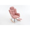 Teddy Fabric Upholstered Rocking Glider Chair, Mid Century Modern Accent Arm Chair with High Backrest and Pillows - ModernLuxe - 4 of 4