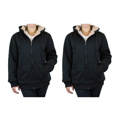 Rudoplh  Women's Loose Fit Heavyweight Hoodie With Faux Shearling Lining-2 Pack