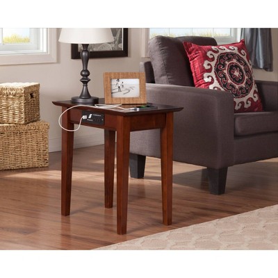 Walnut Shaker Chair Side Table with Charging Station