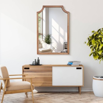 Natural Wood Farmhouse Arch Wall Mirror 24" x 36"