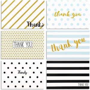 Juvale 48 Pack Blank Thank You Cards with Envelopes, 4x6 Notecards for Birthday, Wedding, Graduation, 6 Designs - 1 of 4