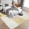 Modern Floral Area Rug - Non-Shedding Soft Fluffy Pile Throw Rug, Machine Washable Ultra-Thin Floor Cover for Living Room Nursery Beige Yellow - 2 of 4