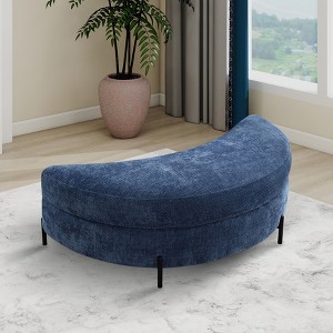 Hrinhom 47.2"W Modern Chenille Storage Ottoman with Adjustable Cover and Metal Legs - 1 of 4