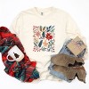 Christmas Flowers and Berries Distressed - Women's Garment Dyed Long Sleeve Graphic T-Shirt - 2 of 4