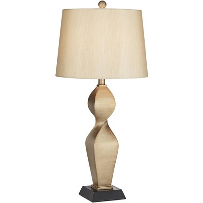 Possini Euro Design Modern Table Lamp 30" Tall Gold Twist Base Tapered Drum Shade for Living Room Family Bedroom Bedside Nightstand Office