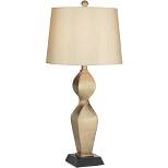 Possini Euro Design Helen Modern Table Lamp 30" Tall Gold Twist Sculptural Tapered Drum Shade for Bedroom Living Room Bedside Nightstand Office Kids