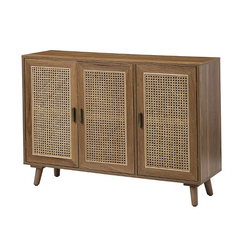 Madura Wooden and Rattan Three or Four Drawer Storage Cabinet