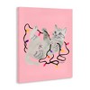 Stupell Industries Cat With Christmas Lights Pink Canvas Art - 2 of 4
