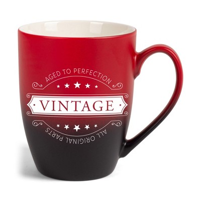 Elanze Designs Aged To Perfection Vintage All Original Parts Two Toned Ombre Matte Red and Black 12 ounce Ceramic Stoneware Coffee Cup Mug