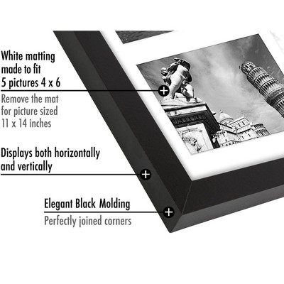 Black Multi-Size Picture Frame Set with Shatter-Resistant Glass