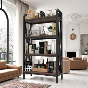 Hrinhom 33.5"W Storage Shelves, 4-Tier Wooden Kitchen Shelves with Mental Frame - 1 of 4