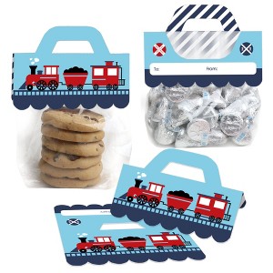 Big Dot of Happiness Railroad Party Crossing DIY Steam Train Birthday Party or Baby Shower Clear Goodie Favor Bag Labels Candy Bags with Toppers 24 Ct - 1 of 4