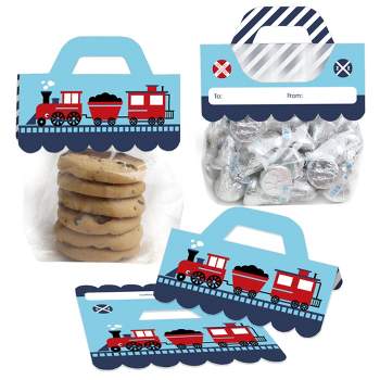 Big Dot of Happiness Railroad Party Crossing DIY Steam Train Birthday Party or Baby Shower Clear Goodie Favor Bag Labels Candy Bags with Toppers 24 Ct