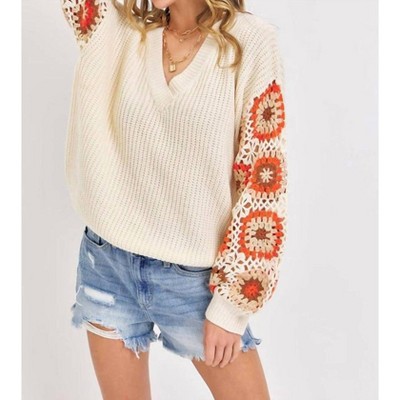 Women's Crochet sleeve sweater - BiBi