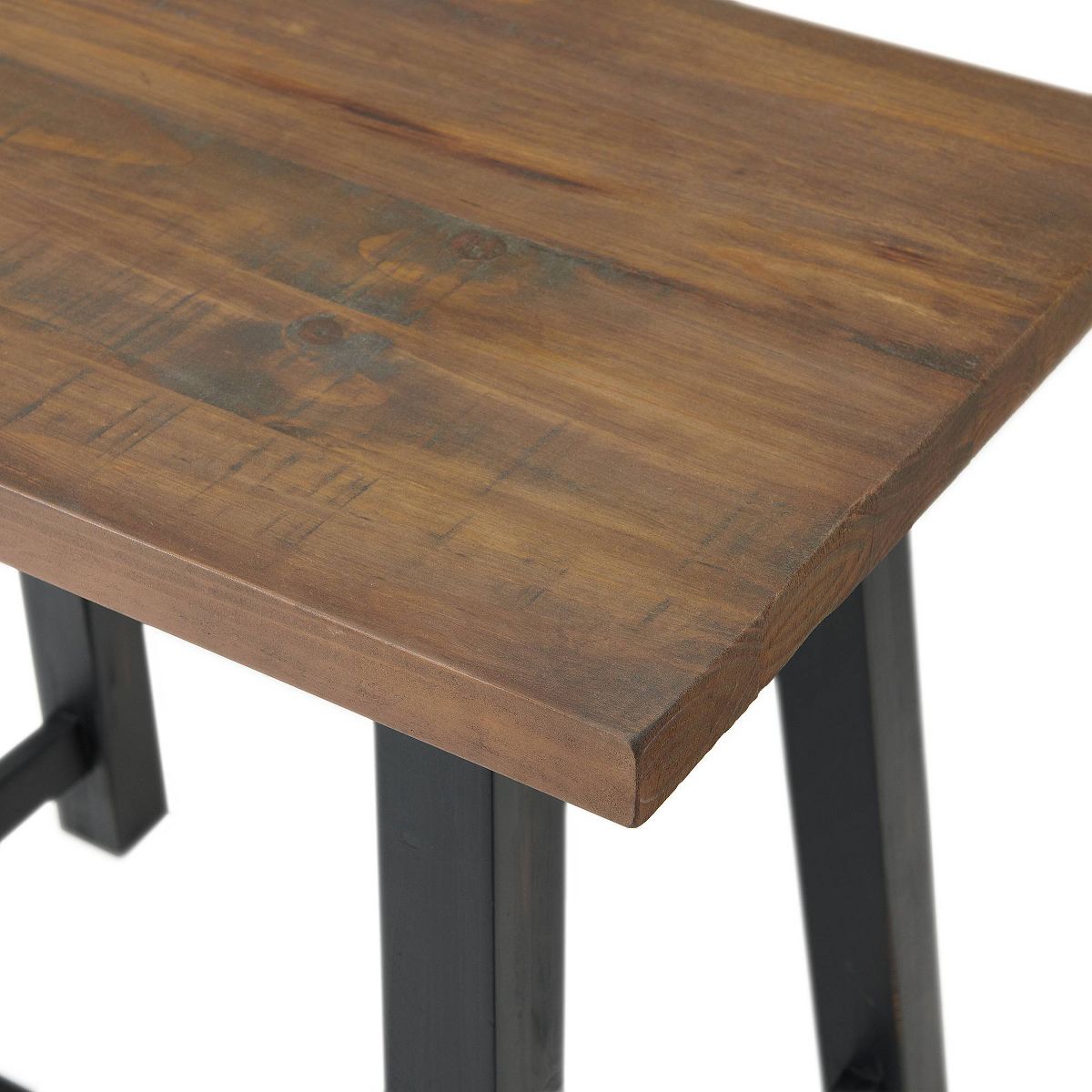 32" Small Adam Solid Wood Desk Rustic Natural - Alaterre Furniture: Industrial Sawhorse Leg, Pine Surface - thumbnail 8