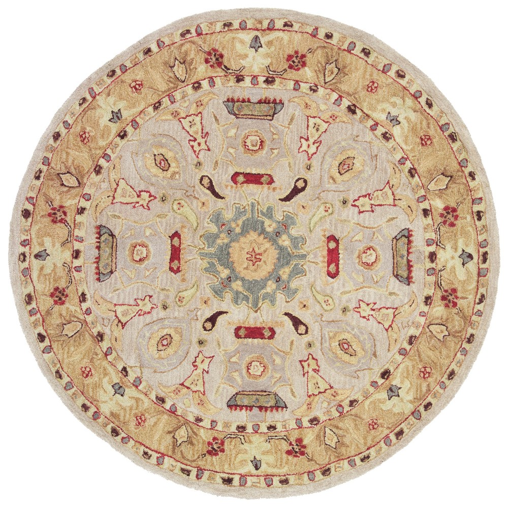 4' Tufted Floral Round Area Rug Ivory/Gold - Safavieh