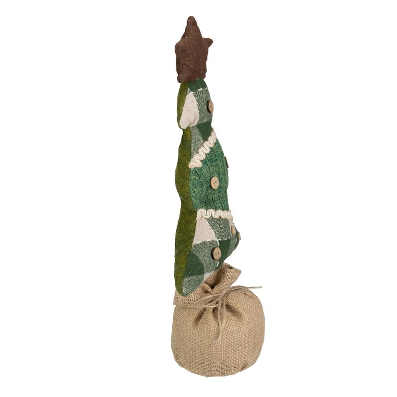 Northlight 17.5-Inch Tan and Green Rustic Multi-Fabric Standing Christmas Tree Tabletop Decoration, 5 of 6