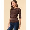 INSPIRE CHIC Women's Elbow Sleeves Boat Slim Fit Casual Stripe Animal Print Multi Floral Pattern T-Shirt - 4 of 4
