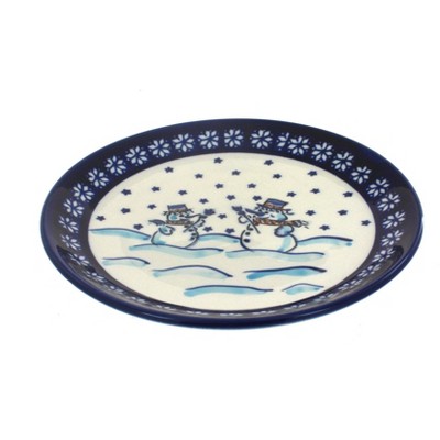 Blue Rose Polish Pottery Frosty Friend Dessert Plate