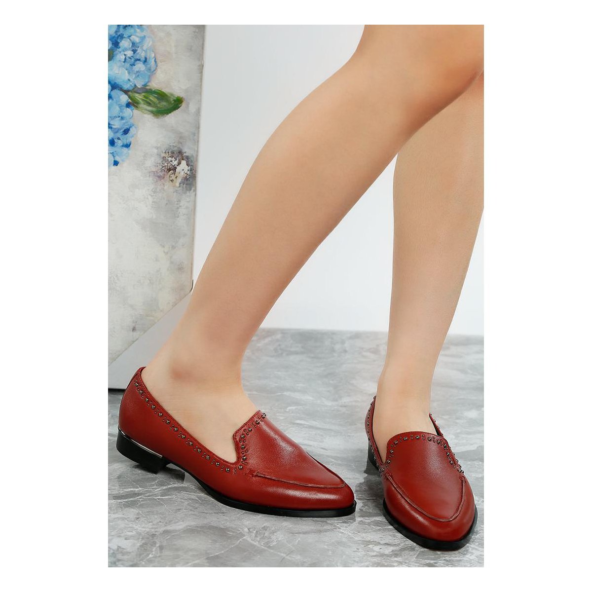Женские туфли Rag & Co Womens Wolferton Delicate Stud Detail Leather Loafers 9 — фото 6