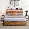 TiramisuBest Queen Size Bed Frame with Storage Headboard and 2 Drawers - Black+Brown MDF+Steel Design - 3 of 4