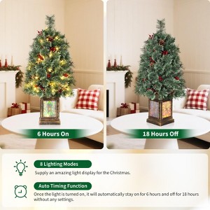 3ft Tabletop Pre-Lit Christmas Tree – Small Artificial Xmas Tree with 70 LED Lights & Retro Pot, Mini Decor for Home, Office, Entrance - 1 of 4