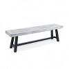 Vynxaria Sandblasted Light Gray Patio Benches - 63" Modern Industrial Outdoor Seating Set - 4 of 4