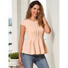 INSPIRE CHIC Women's Elegant Round Neck Cap Sleeve Solid Color Peplum Blouses - 2 of 4