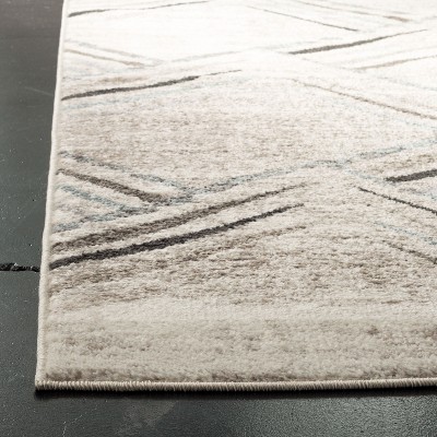 Geometric Diamonds Hand-Knotted Area Rug in Cream & Charcoal - 5'1" x 7'6"
