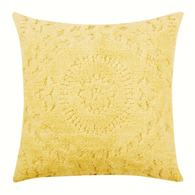 Euro Rio Collection 100% Cotton Tufted Unique Luxurious Floral Design Pillow Sham Yellow - Better Trends, 1 of 5