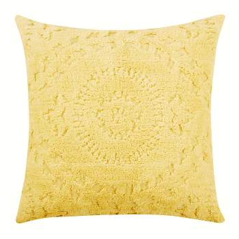 Euro Rio Collection 100% Cotton Tufted Unique Luxurious Floral Design Pillow Sham Yellow - Better Trends