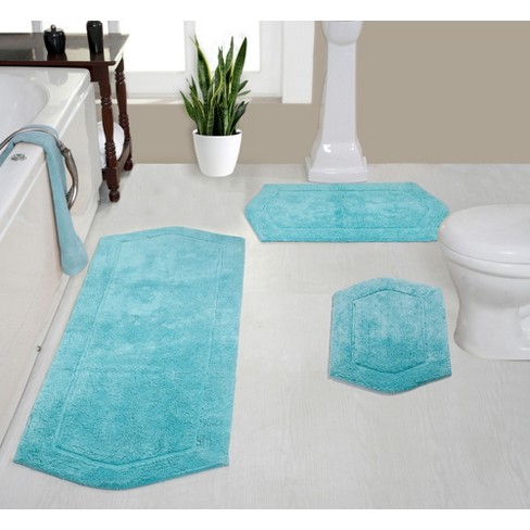 Turquoise bath mat clearance set