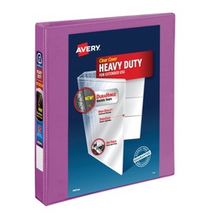 Avery 1" Heavy Duty Ring Binder with Clear Cover, 8.5" x 11" - Orchid: Polypropylene, D Rings, 250 Sheet Capacity - 1 of 4