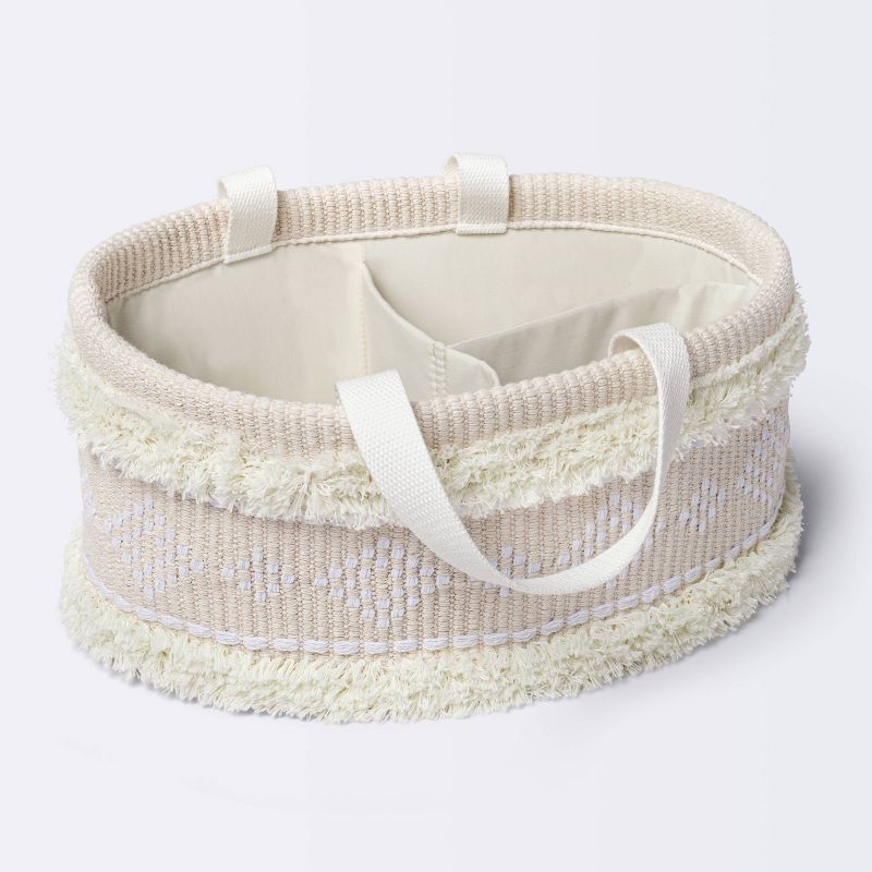 Tufted Fabric Diaper Caddy Storage Basket - Khaki and Cream - Cloud Island&#8482;, 1 of 7