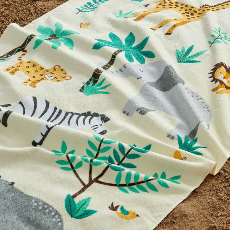 Cotton Vibrant Kids Quick Dry Beach Towel - Great Bay Home (30" x 60", Safari Animals), 4 of 5