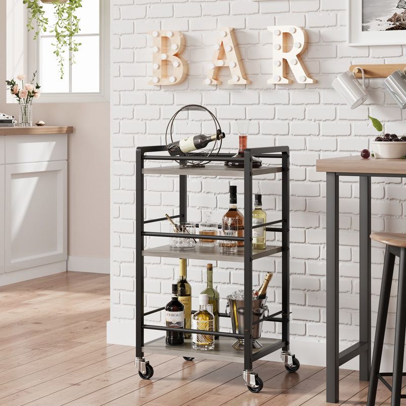 Whizmax Bar Cart for Home, Small Home Bar Serving Carts, Bar Cart with Wheels, 3 Tier Rolling Utility Storage Carts for Kitchen Dining Living Room, 3 of 9
