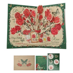 Unique Bargains Floral 3D Greeting Cards with Envelope and Message Note 1 Set - 1 of 4