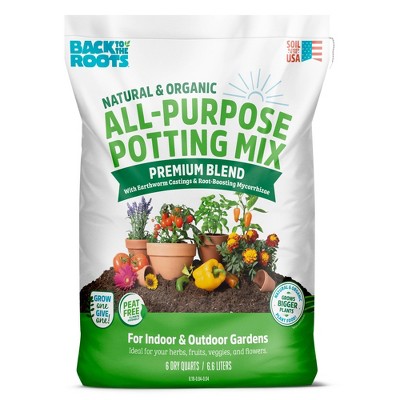 Back to the Roots Peat Free Natural & Organic Potting Soil Mix 6qt