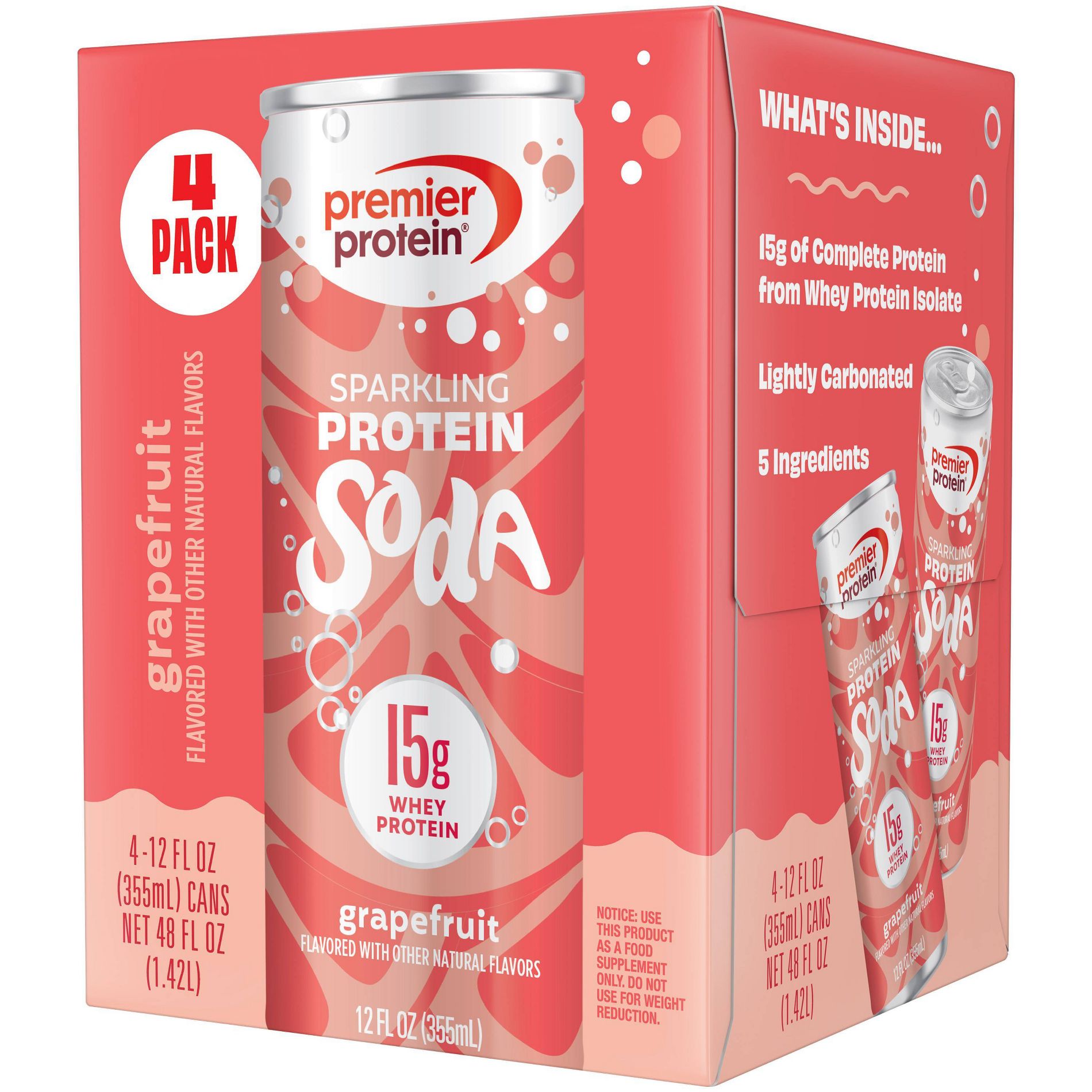 Premier Protein Ready To Drink Grapefruit Whey Protein Isolate Shakes - 15g Protein - 4pk/12 fl oz