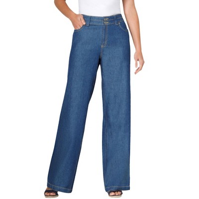 Woman Within Women's Plus Size Perfect Cotton Wide-Leg Denim Jean